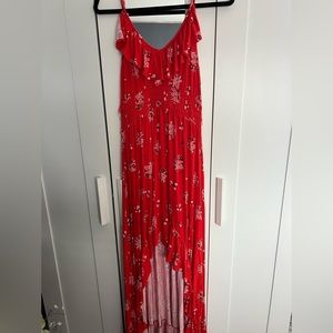 EXPRESS. Red floral maxi dress. Size medium